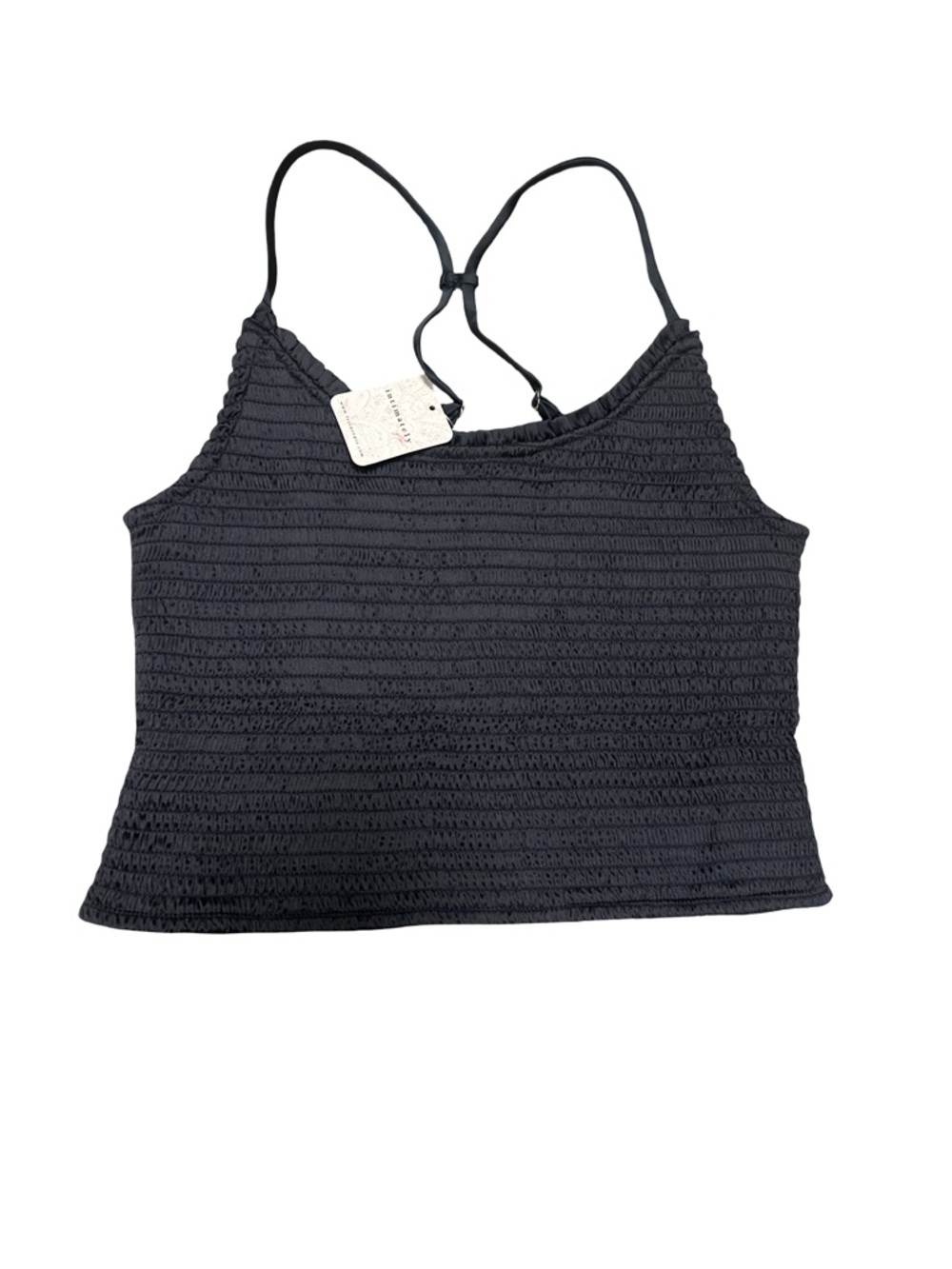 Free People Black Smocked Cropped Cami